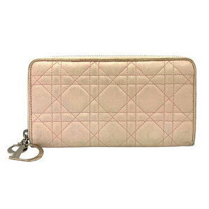 DIOR Zippy Wallet LADY VOYAGEUR Pink Round Zip Long